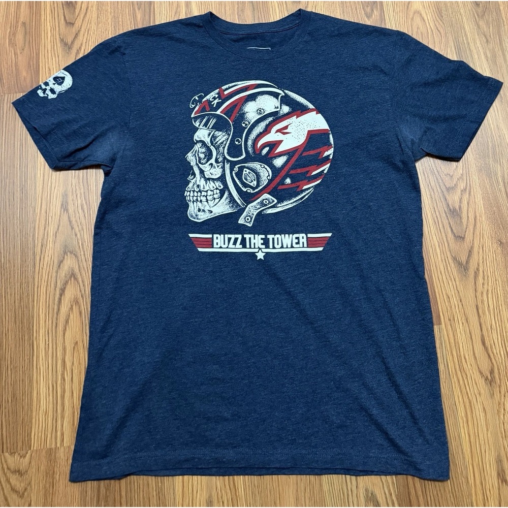 Zero Foxtrot T-Shirt Mens Medium Buzz The Tower Pilot Skull Made in USA